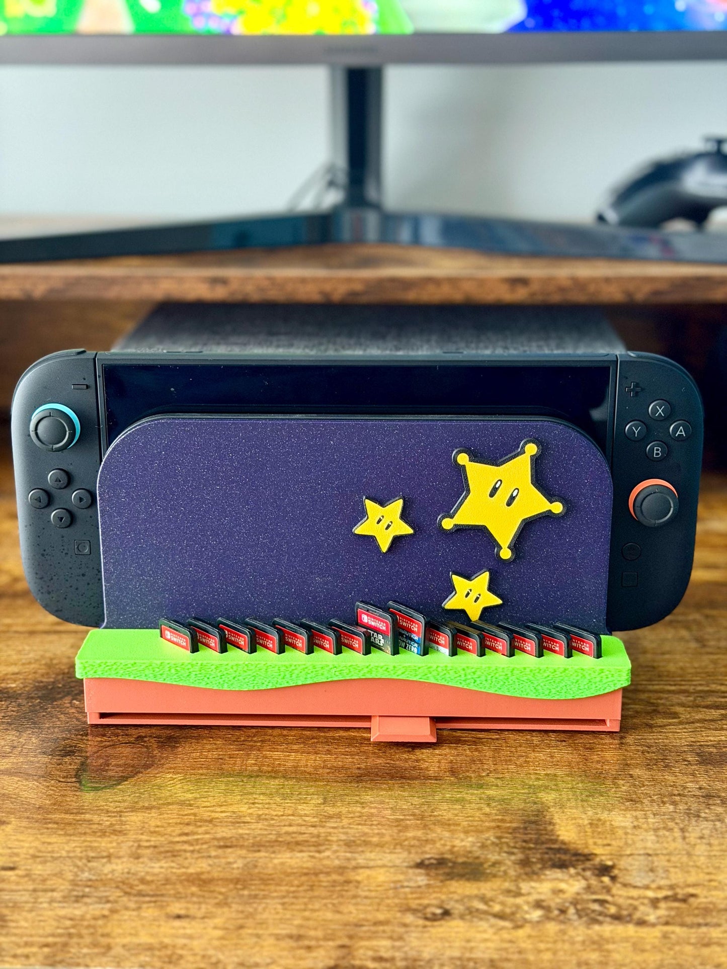 Switch 2 Dock Cover With Pop-Up Game Storage (Holds 15 Cartridges) | Mario Galaxy Inspired