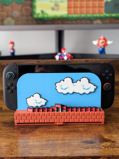 Switch 2 Dock Cover With Pop-Up Game Storage (Holds 15 Cartridges) | Super Mario Bros Inspired