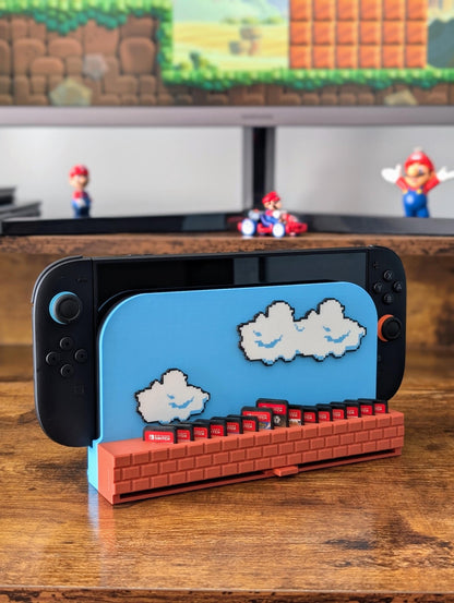 Switch 2 Dock Cover With Pop-Up Game Storage (Holds 15 Cartridges) | Super Mario Bros Inspired