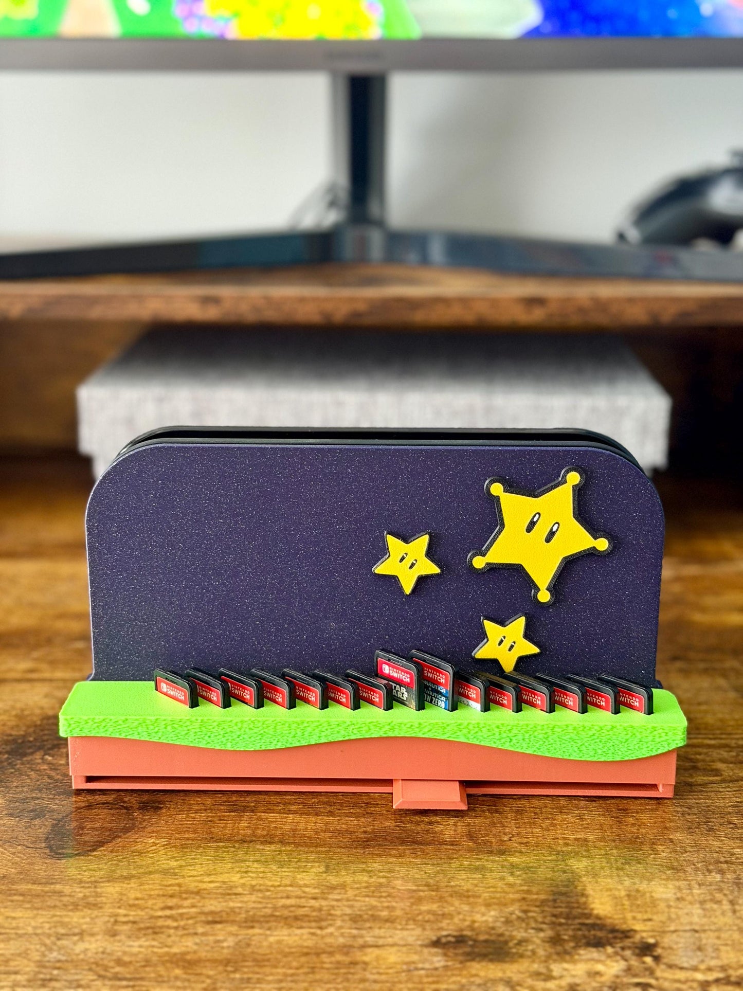 Switch 2 Dock Cover With Pop-Up Game Storage (Holds 15 Cartridges) | Mario Galaxy Inspired