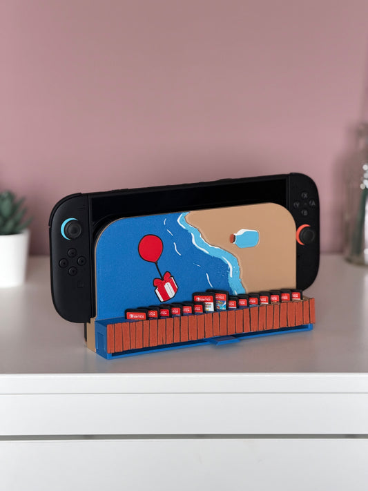 Switch 2 Dock Cover with Game Storage – Animal Crossing Inspired Beach Pier Design