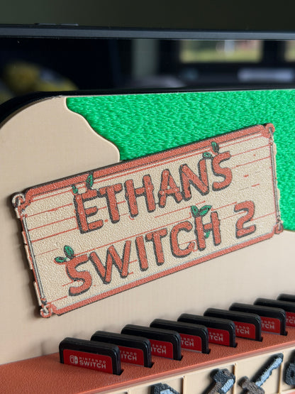 Switch 2 dock cover with game storage, Stardew Valley inspired, personalised nameplate