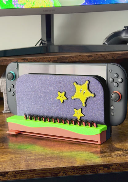 Switch 2 Dock Cover With Pop-Up Game Storage (Holds 15 Cartridges) | Mario Galaxy Inspired