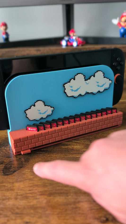 Switch 2 Dock Cover With Pop-Up Game Storage (Holds 15 Cartridges) | Super Mario Bros Inspired